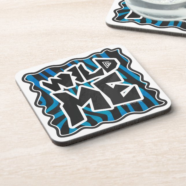 Wild Me Zebra Black and Blue Beverage Coaster (Left Side)