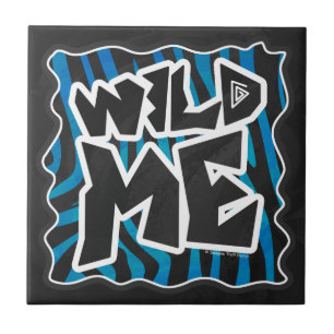 Wild Me Zebra Black and Blue Ceramic Tile