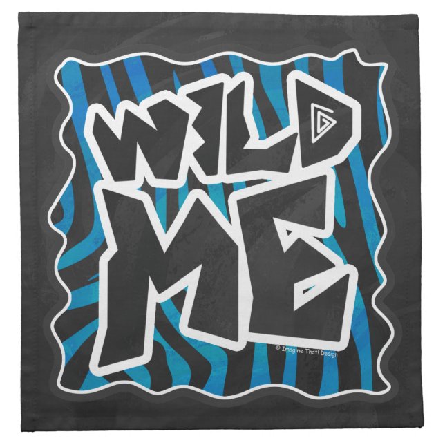 Wild Me Zebra Black and Blue Cloth Napkin (Front)
