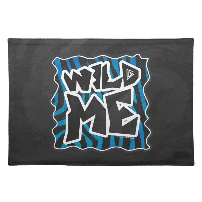 Wild Me Zebra Black and Blue Placemat (Front)