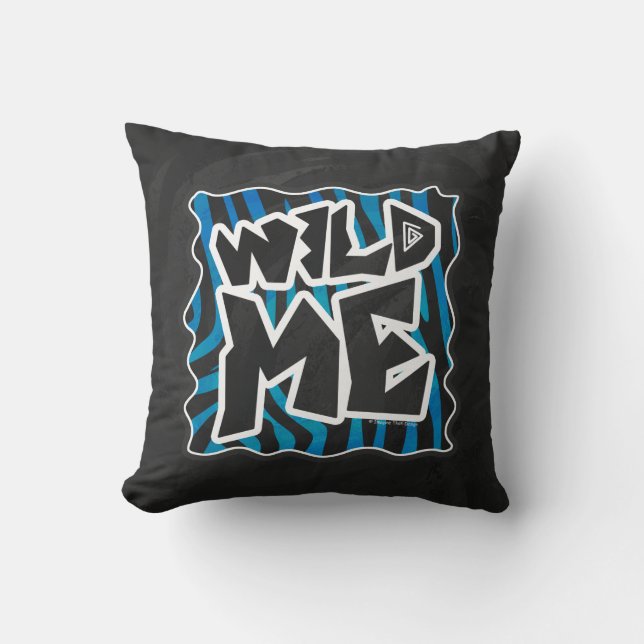 Wild Me Zebra Black and Blue Throw Pillow (Front)