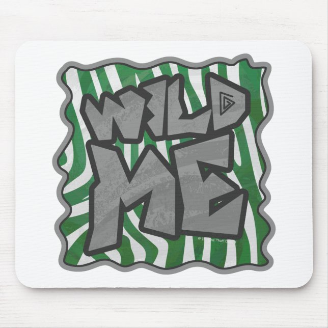 Wild Me Zebra Green and White Mouse Pad (Front)
