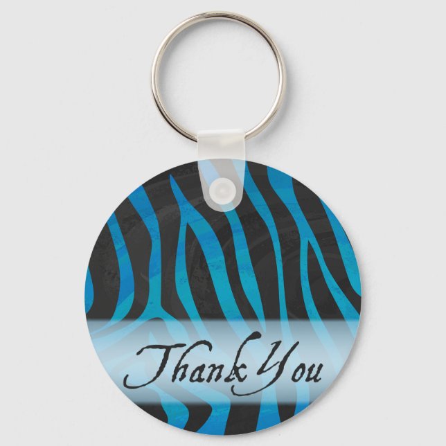 Wild Me Zebra Pattern Thank You Keychain (Front)