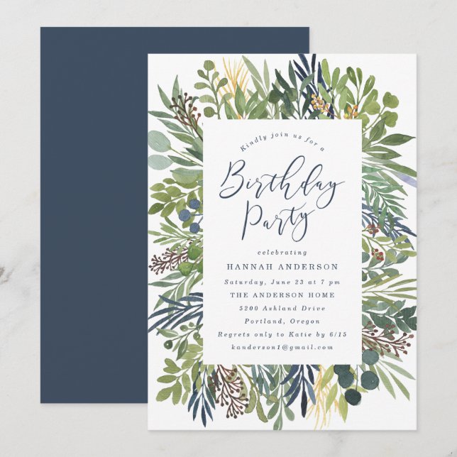 Wild Meadow | Botanical Birthday Party Invitation (Front/Back)