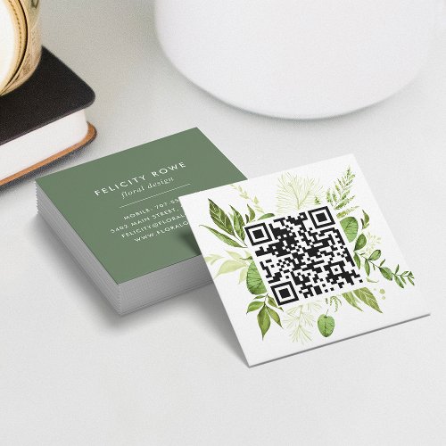 Wild Meadow  Botanical Frame Square Business Card