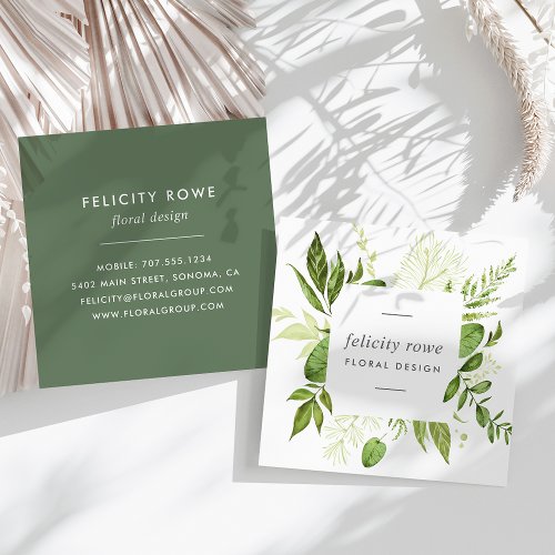 Wild Meadow  Botanical Frame Square Business Card