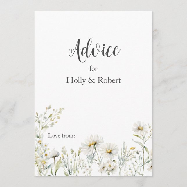 Wild Meadow Daisy Kraft Floral Wedding  Advice Card (Front)