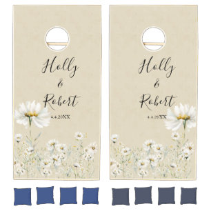 Wild Meadow Daisy Kraft Floral Wedding Cornhole Set
