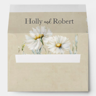 Wild Meadow Daisy Kraft Floral Wedding Envelope