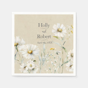 Wild Meadow Daisy Kraft Floral Wedding Napkins