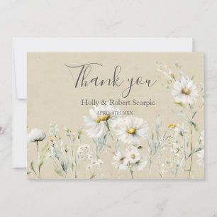 Wild Meadow Daisy Kraft Floral Wedding Thank You Card