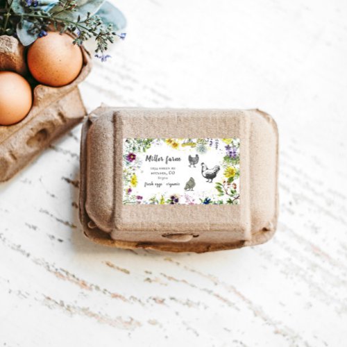 Wild Meadow Floral Rustic Script Egg Carton Label