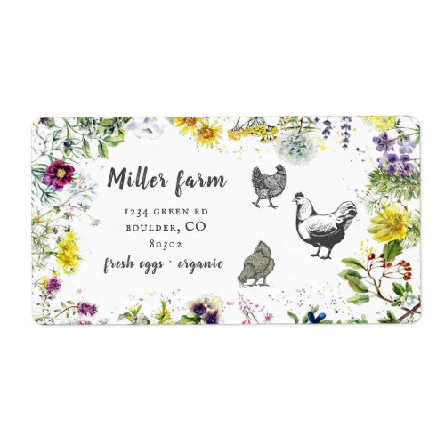 wild meadow floral rustic script egg carton label