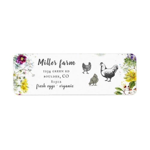 wild meadow floral rustic script return address label