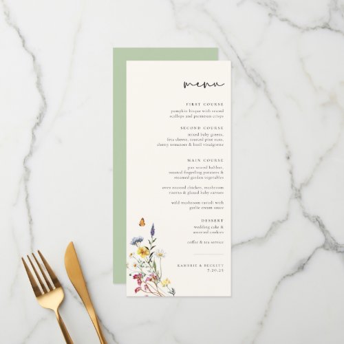 Wild Meadow Floral Wedding Menu