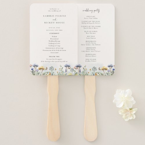 Wild Meadow Floral Wedding Program Hand Fan