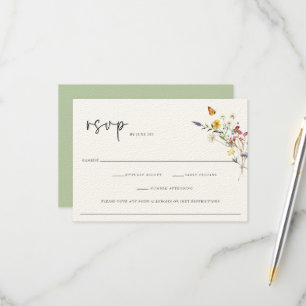 Wild Meadow Floral Wedding RSVP Card