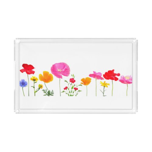 wild meadow flowers acrylic tray