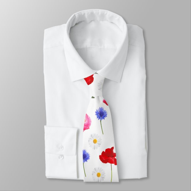 wild meadow flowers neck tie (Tied)