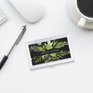 Wild Meadow | Green & Black Personalized Business Card Holder at Zazzle