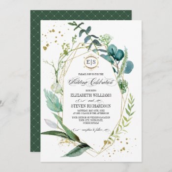 Wild Meadow | Green Botanical Geometric Wedding Invitation by YourWeddingDay at Zazzle