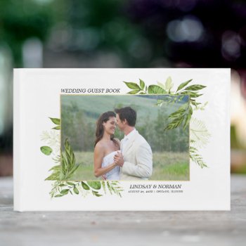 Wild Meadow | Green Botanical | Photo Wedding Guest Book by YourWeddingDay at Zazzle