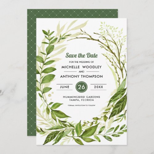 Wild Meadow  Green Botanical Save the Date Card
