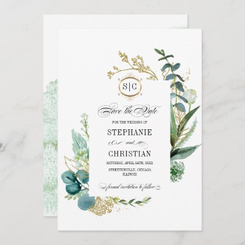 Wild Meadow  Green Botanical Save the Date Cards