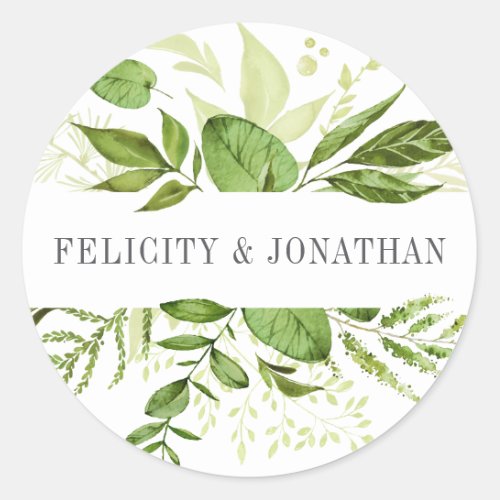 Wild Meadow | Green Botanical Wedding Classic Round Sticker