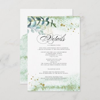 Wild Meadow | Green Botanical Wedding Details Card by YourWeddingDay at Zazzle
