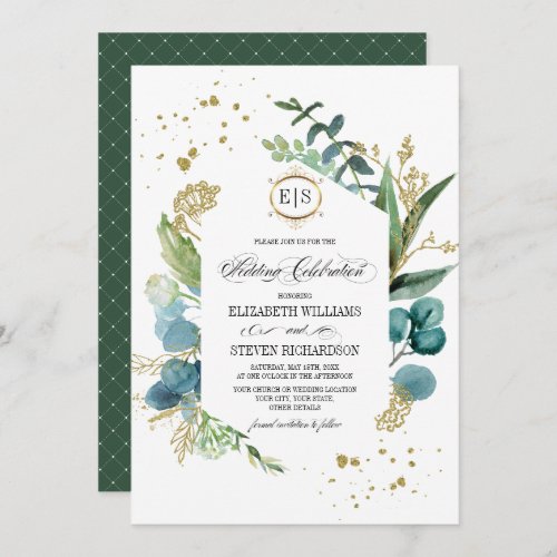 Wild Meadow  Green Botanical Wedding Invitation