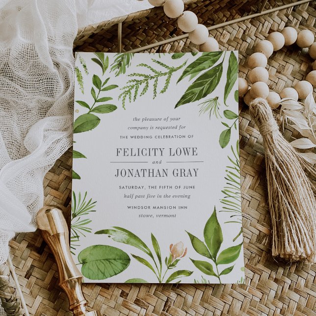 Wild Meadow Green Botanical Wedding Invitation (Creator Uploaded)
