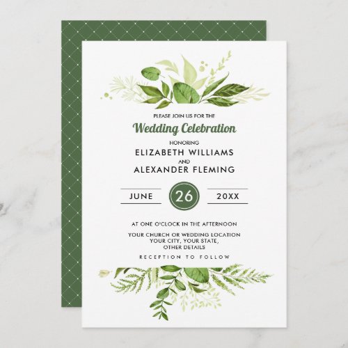 Wild Meadow  Green Botanical Wedding Invitations