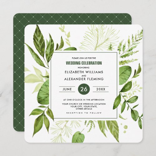 Wild Meadow  Green Botanical Wedding Invitations