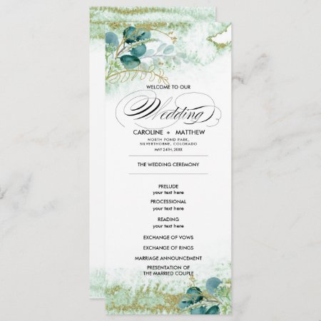 Wild Meadow | Green Botanical Wedding Program Card