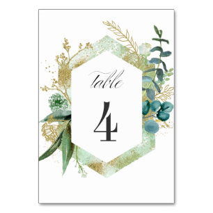 Wild Meadow Green Botanical Wedding Table Number