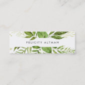 Wild Meadow | Green Watercolor Botanical Mini Business Card (Front)