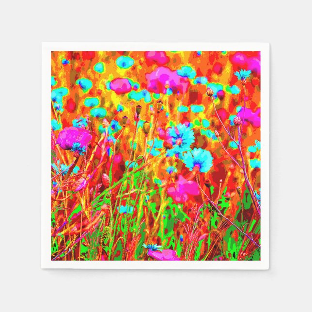 Wild Meadow in Bloom Pop Art Napkins (Front)