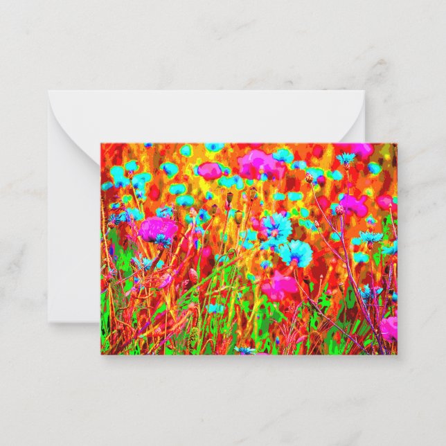 Wild Meadow in Bloom Pop Art Note Card (Front)