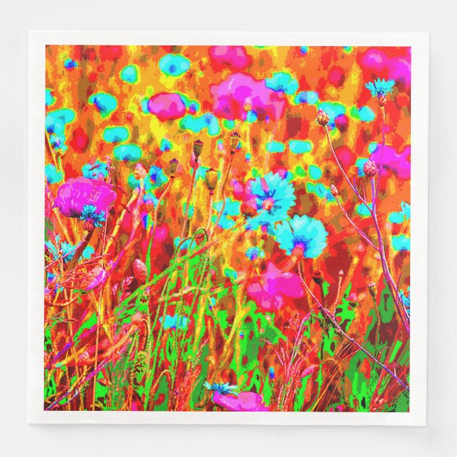 Wild Meadow in Bloom Pop Art Paper Dinner Napkins (Front)