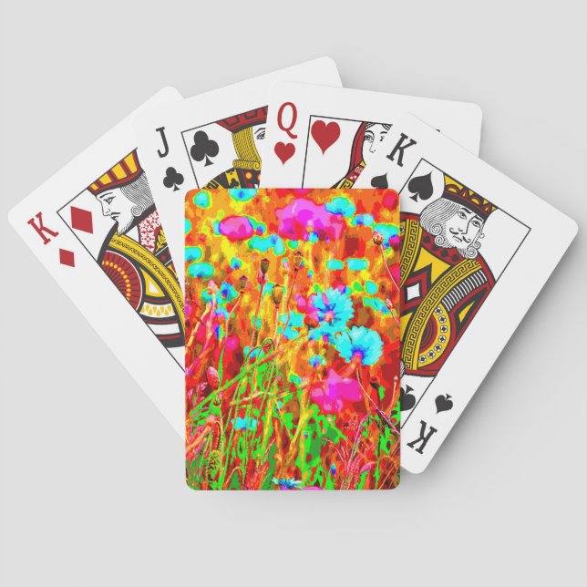 Wild Meadow in Bloom Pop Art Poker Cards (Back)