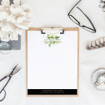 Wild Meadow Logo Letterhead<br><div class="desc">Elegant botanical letterhead design displays your name and/or business name framed by a watercolor greenery logo in shades of fern and forest green. Add your business contact information along the bottom in white on contrasting rich black.</div>