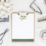 Wild Meadow Logo Letterhead<br><div class="desc">Elegant botanical letterhead design displays your name and/or business name framed by a watercolor greenery logo in shades of fern and forest green. Add your business contact information along the bottom in white on coordinating forest green.</div>