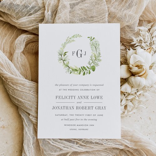 Wild Meadow Monogram Wedding Invitation