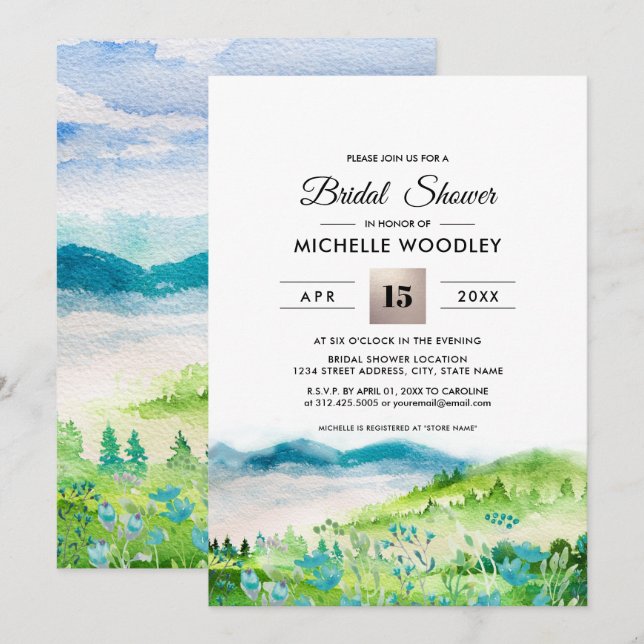 Wild Meadow | Spring Mountains Bridal Shower  Invi Invitation (Front/Back)
