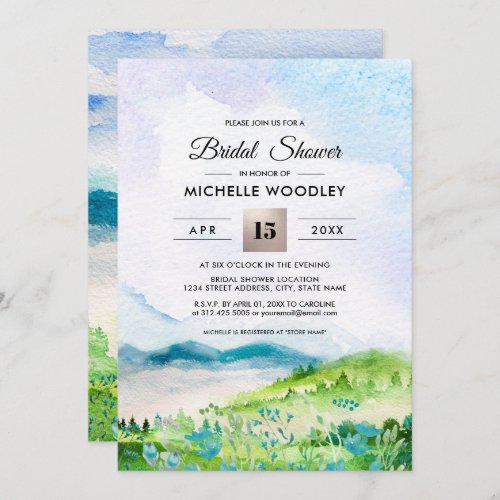 Wild Meadow  Spring Mountains Bridal Shower  Invitation