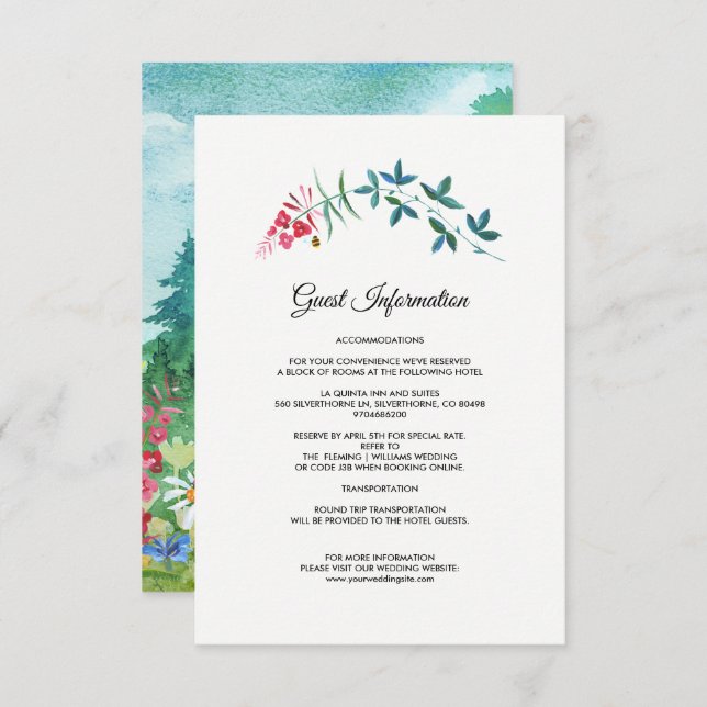 Wild Meadow | Summer Forest Wedding Details Cards (Front/Back)