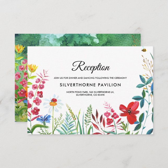 Wild Meadow | Summer Forest Wedding Reception Card (Front/Back)