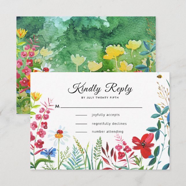 Wild Meadow | Summer Forest Wedding RSVP Cards (Front/Back)