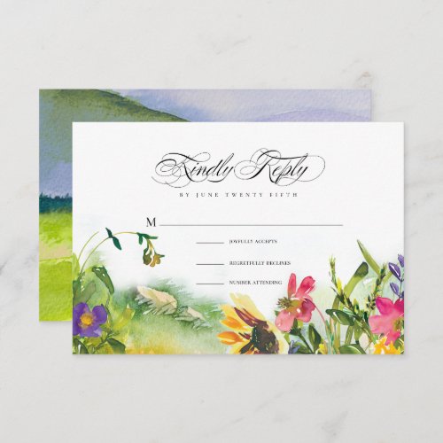 Wild Meadow Sunflowers Wedding RSVP Card